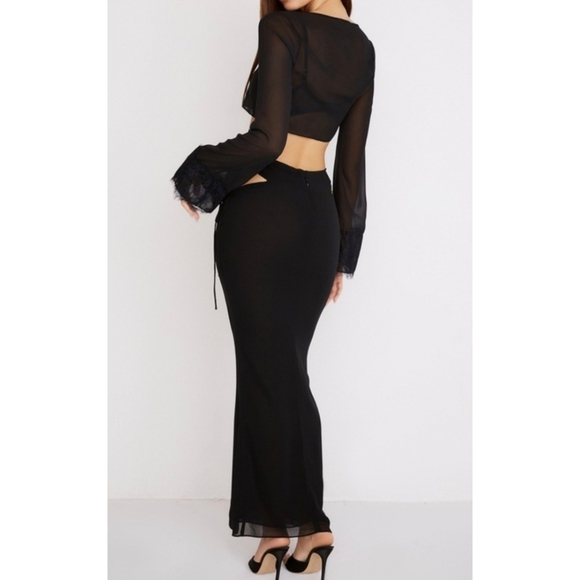 NWT HOUSE OF CB Madeline Maxi Skirt Black L Large - Picture 3 of 9